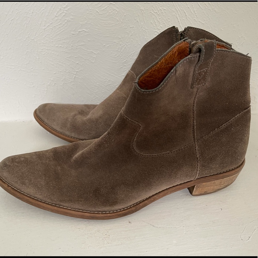 Tan suede leather booties